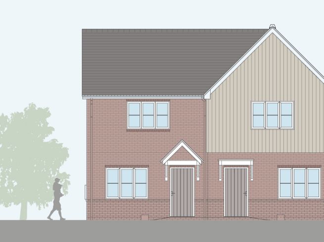2 bedroom houses - artist's  impression subject to change. Please note that the above computer generated image is representative of the house type and not necessarily the specified plot as some details may vary.